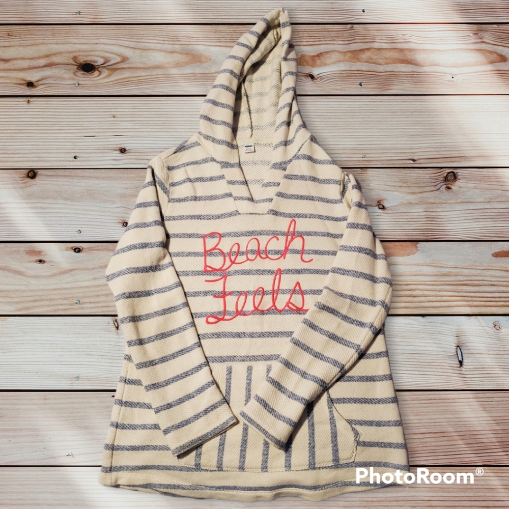 Old Navy Striped Graphic Cali-Fleece Pullover Hoodie Size 14 (XL) - Picture 1 of 6